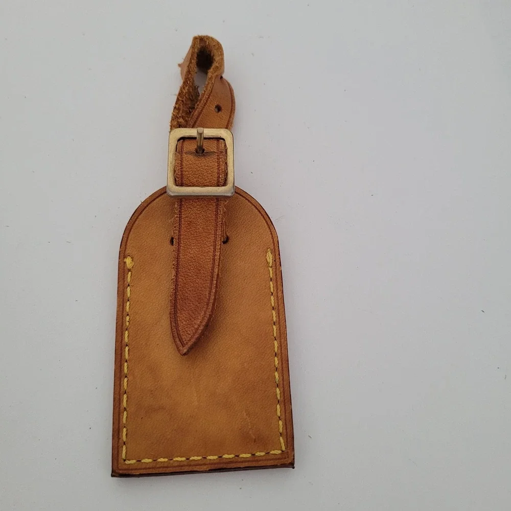 Louis Vuitton Vachetta Leather Luggage Tag Tan Brown Travel Accessory France